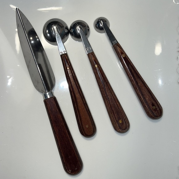 Econome Inox Mid Century Modern Fruit Sculpting Kitchen Utensils Set of 4 - Picture 3 of 5